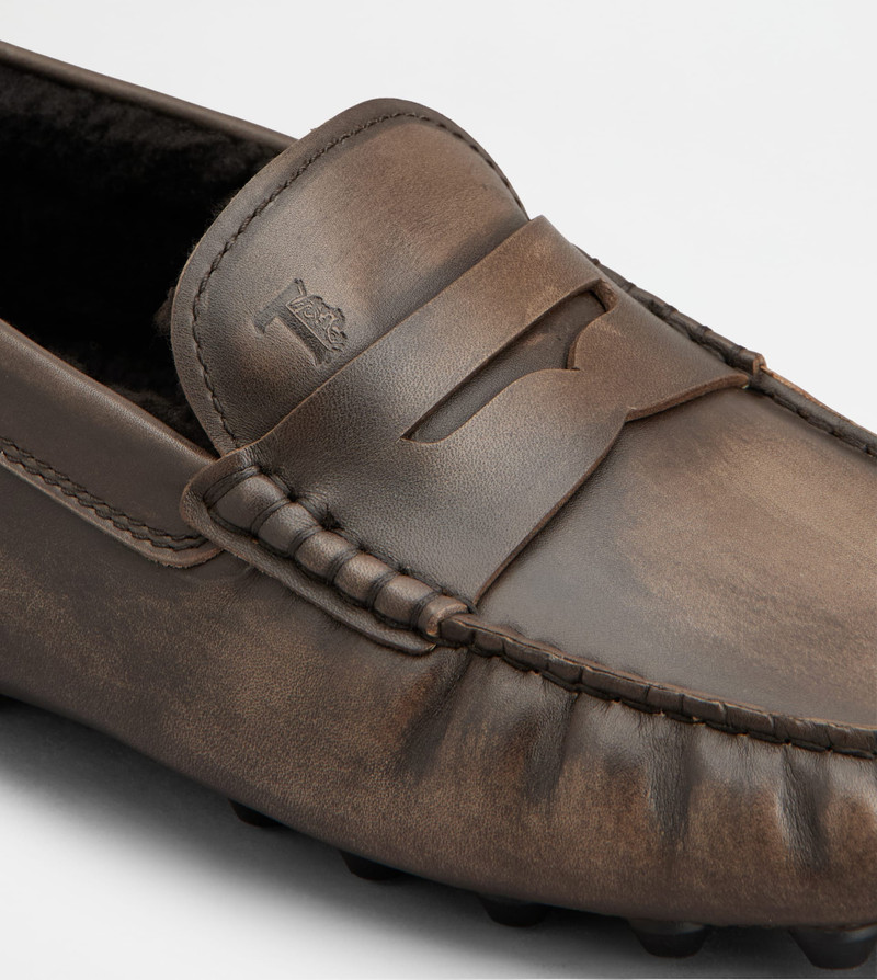 GOMMINO BUBBLE LOAFERS IN LEATHER - BROWN 7