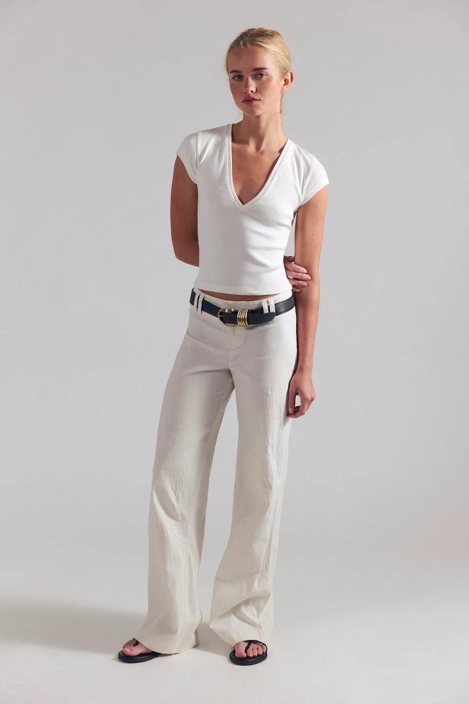 Time Flies Low-Rise Clean Solid Trousers - 1