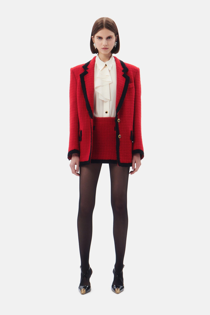 Alessandra Rich OVERSIZED CHECKED TWEED BOUCLE JACKET outlook