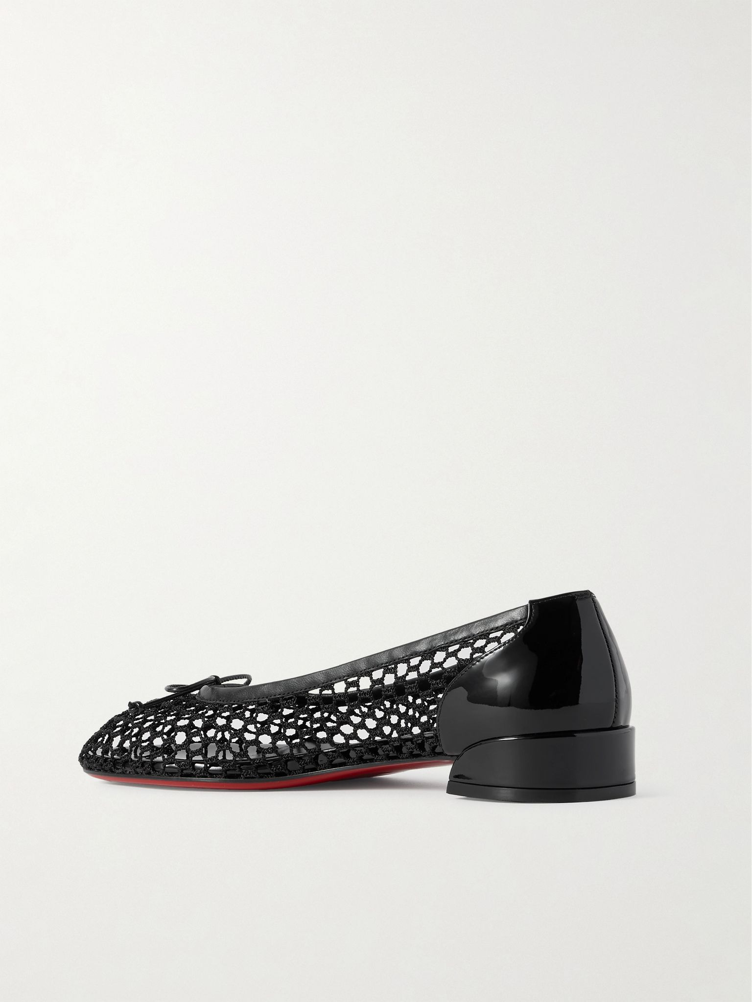 Sweetie Jane 20 patent leather-trimmed fishnet ballet flats Black - 3