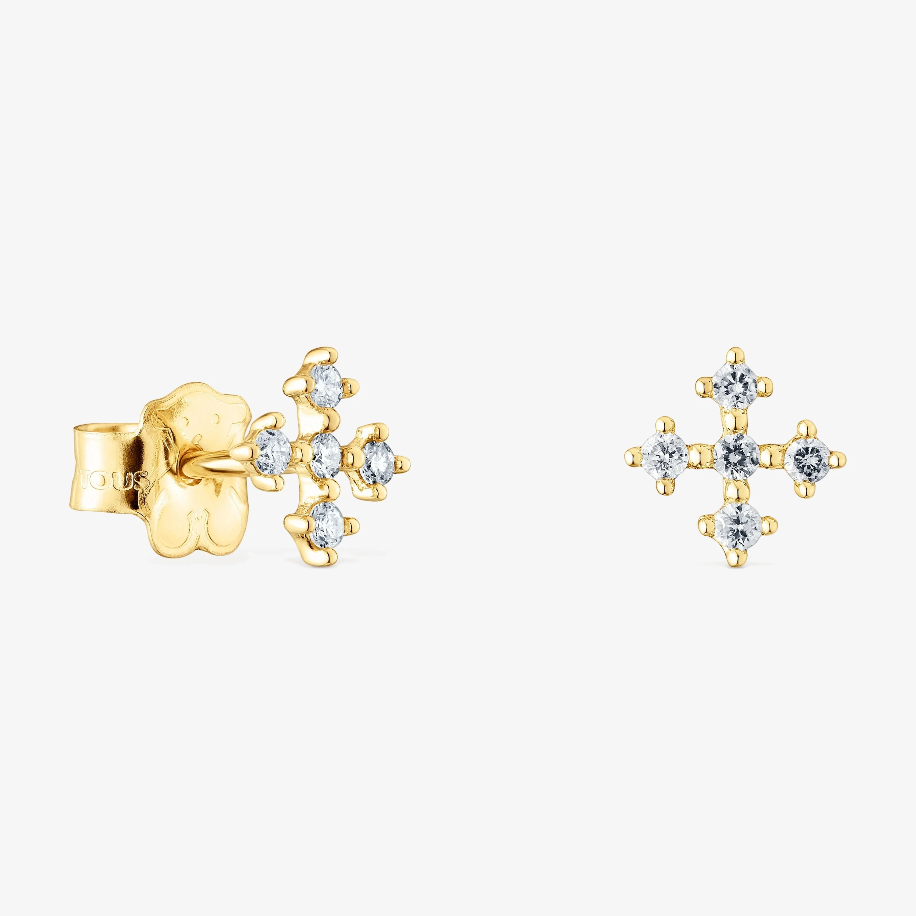 18K solid gold Cross earrings with diamonds Les Classiques - 1