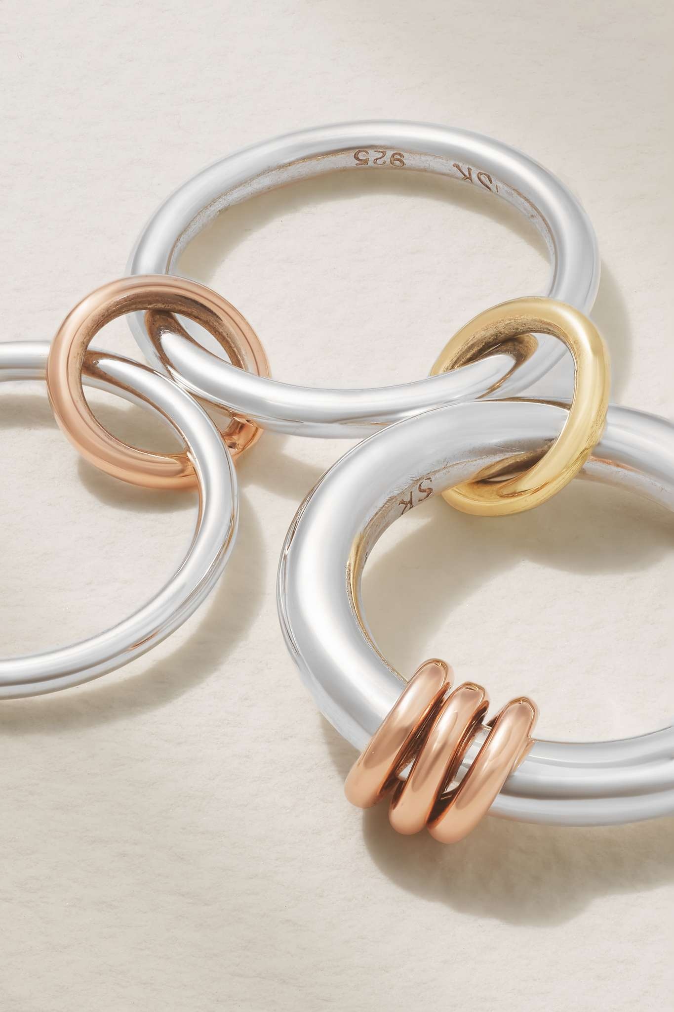 Orion set of three sterling silver and 18-karat yellow and rose gold rings - 4