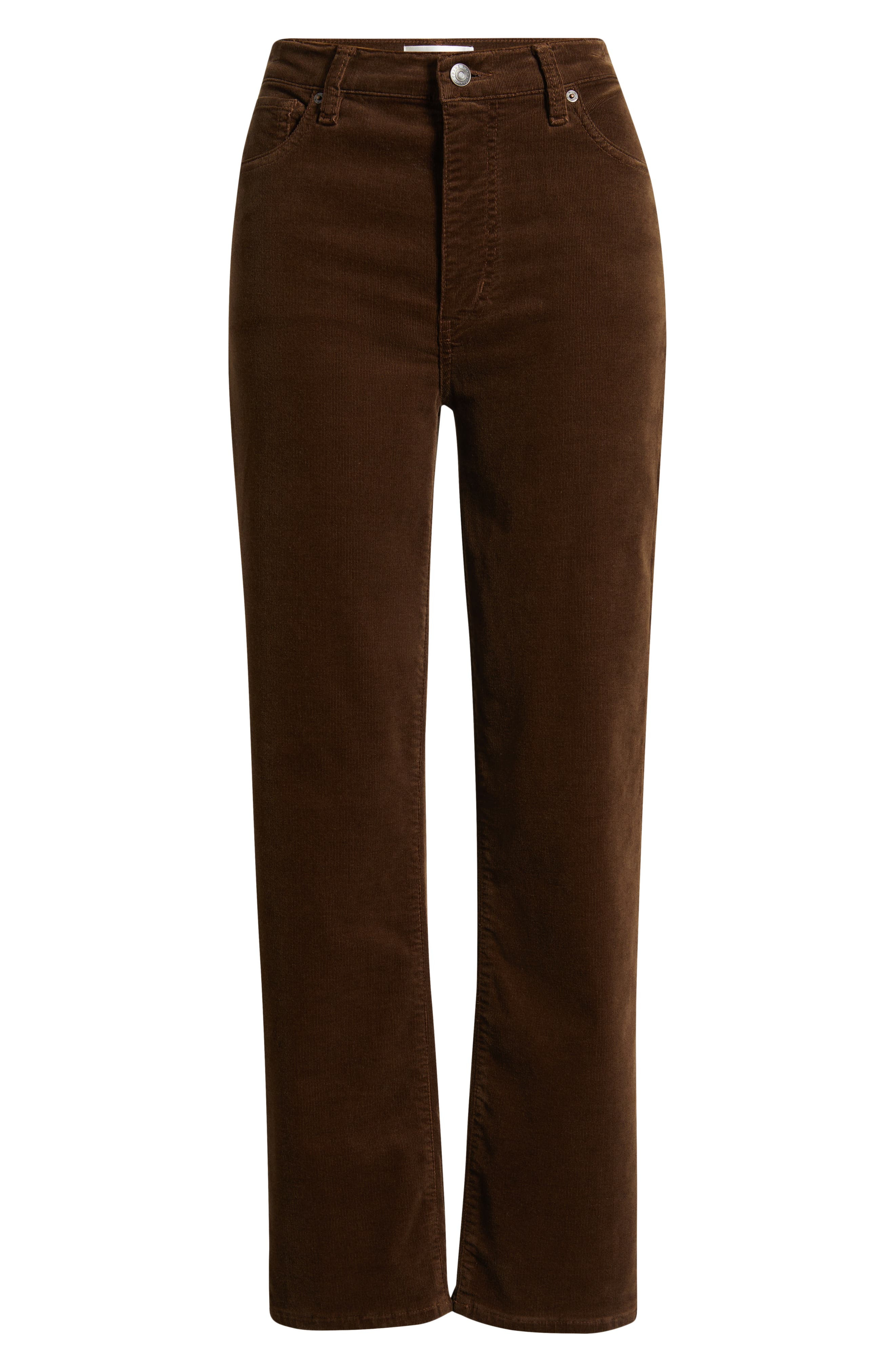 FRAME Le Sleek Corduroy Ankle Straight Leg Pants in Bitter Chocolate at Nordstrom - 5