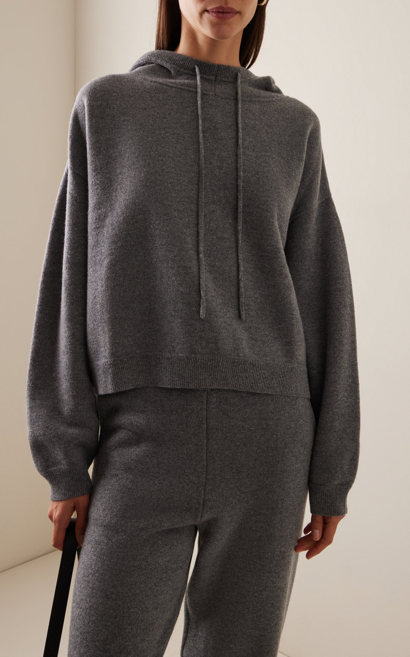 Loulou de Saison Sarla Cashmere Hooded Sweater grey outlook