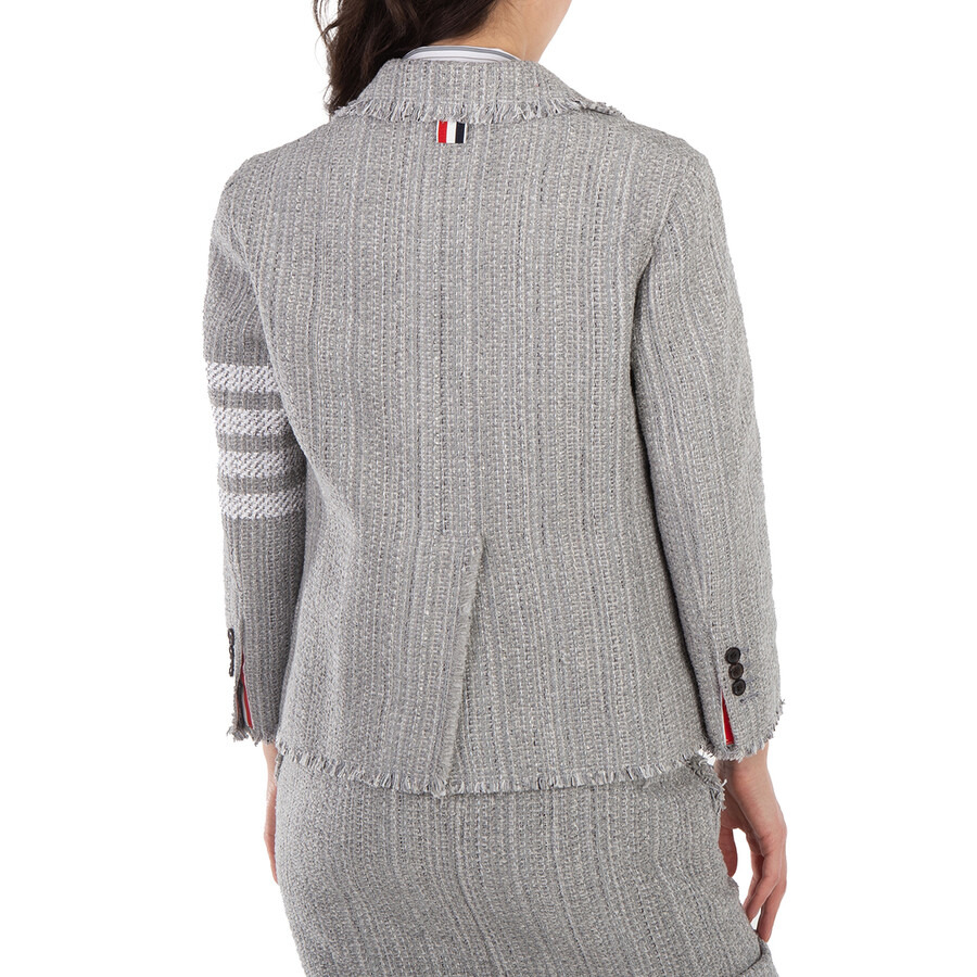 Thom Browne Ladies Tweed Fray 4-Bar Cropped Sack Jacket - 5