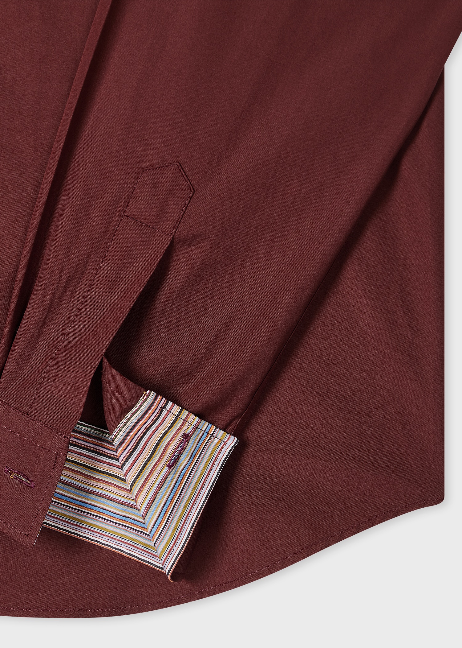 Slim-Fit Burgundy Cotton Shirt - 2