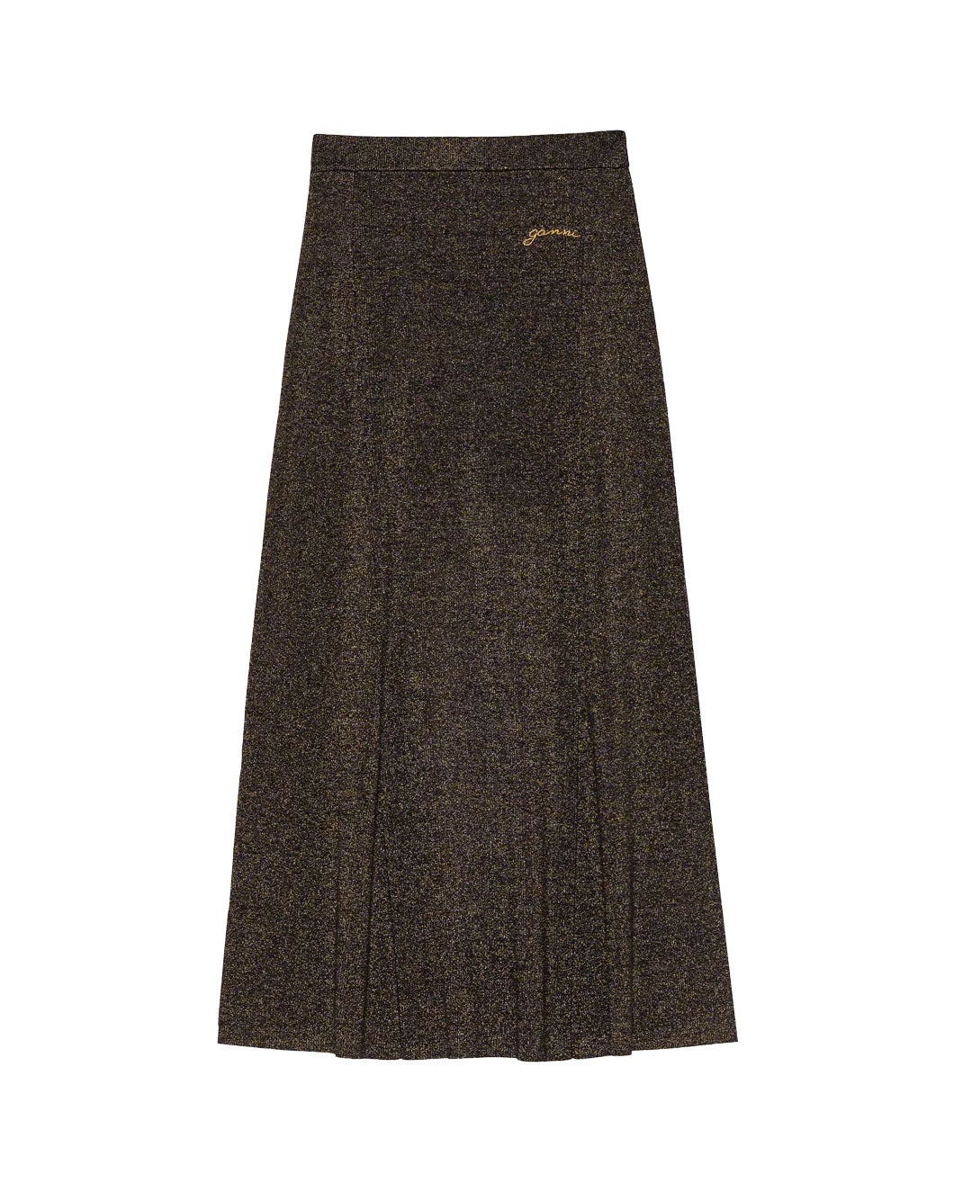 BLACK AND GOLD SPARKLE RIB MAXI SKIRT - 1