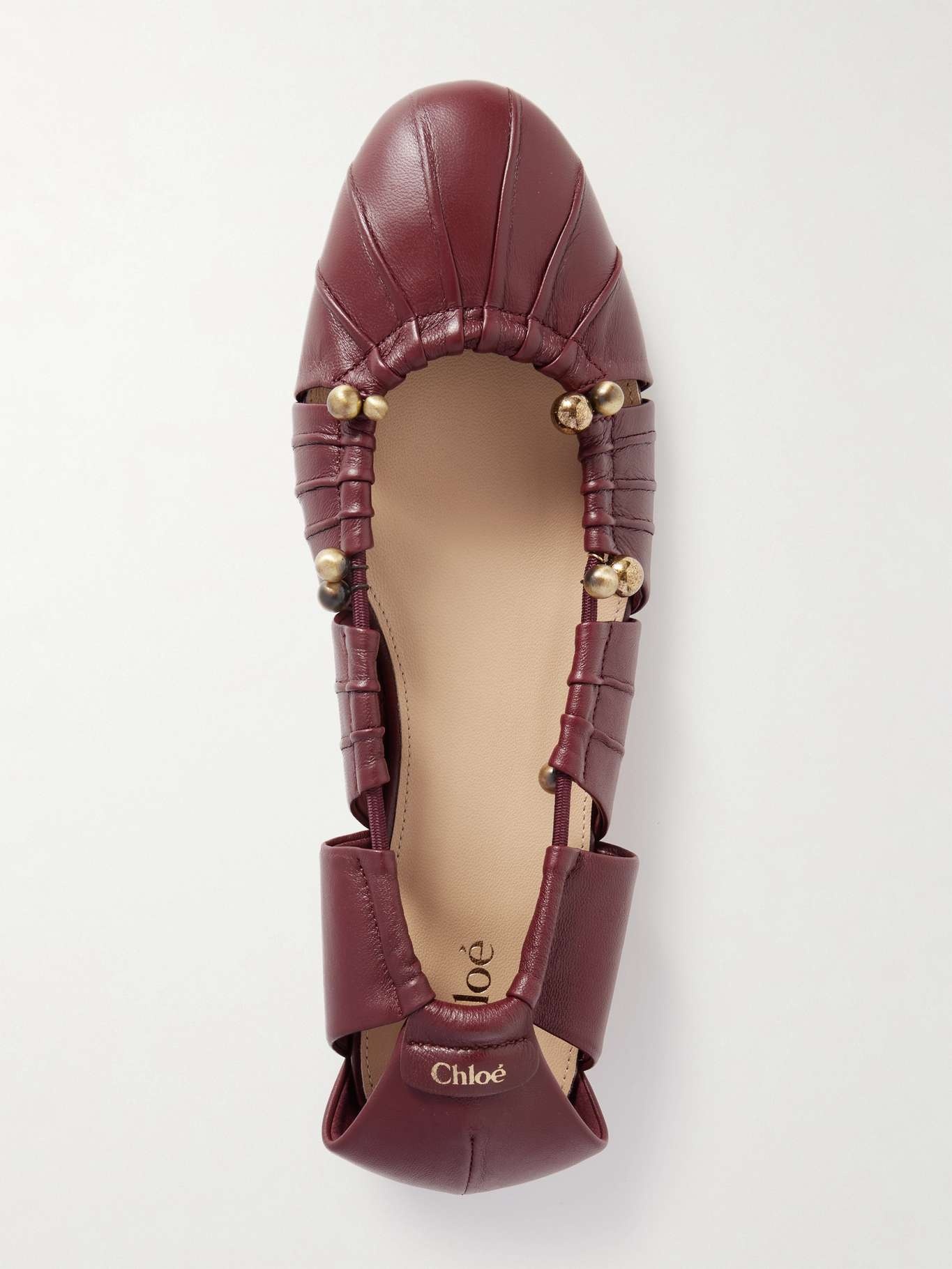 Luna cutout leather ballet flats Burgundy - 5
