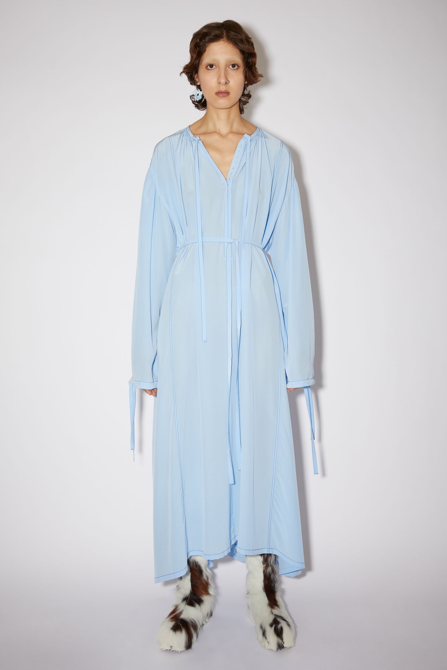 Crepe de chine dress - Sky blue - 2