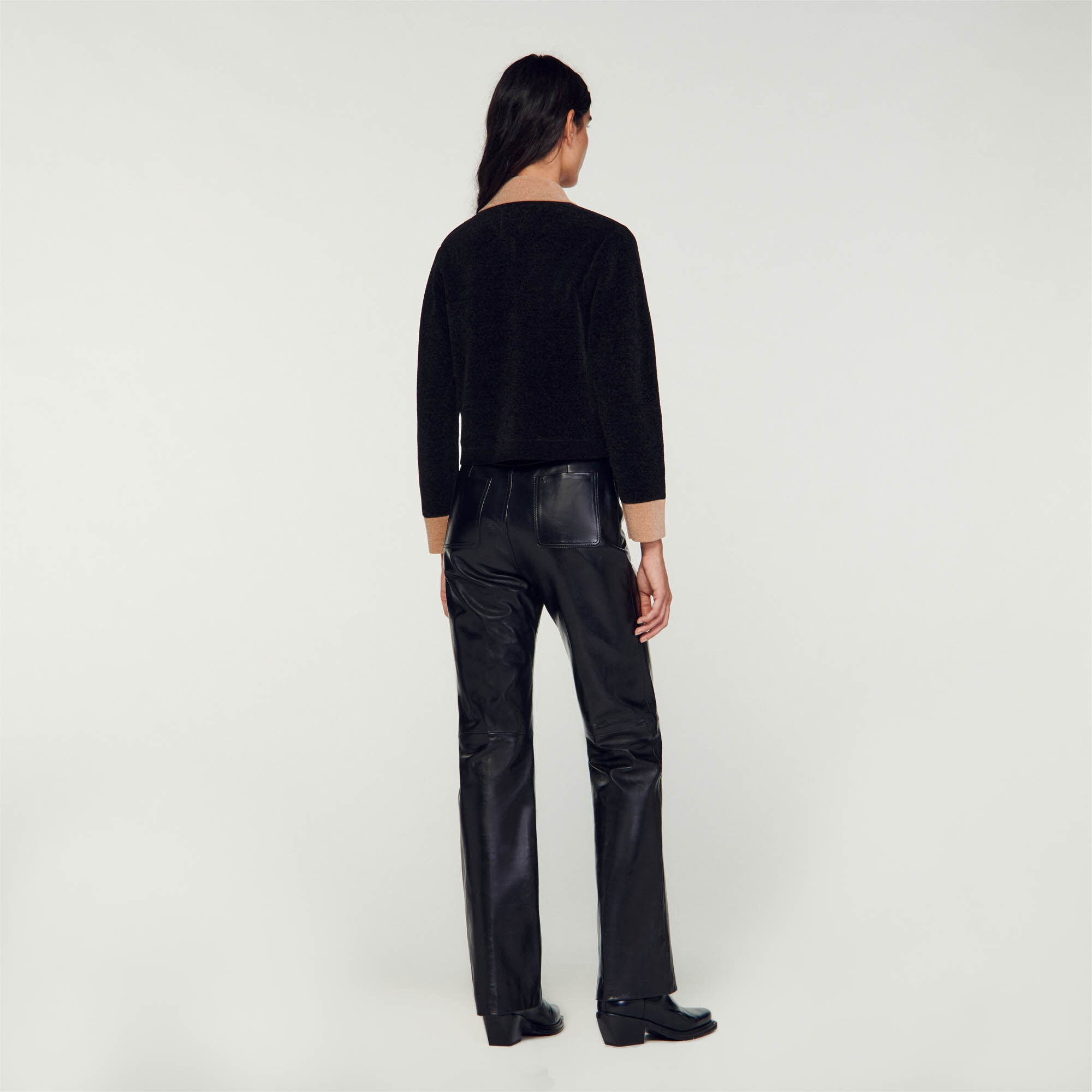 CROPPED VELOUR KNIT COATIGAN - 6