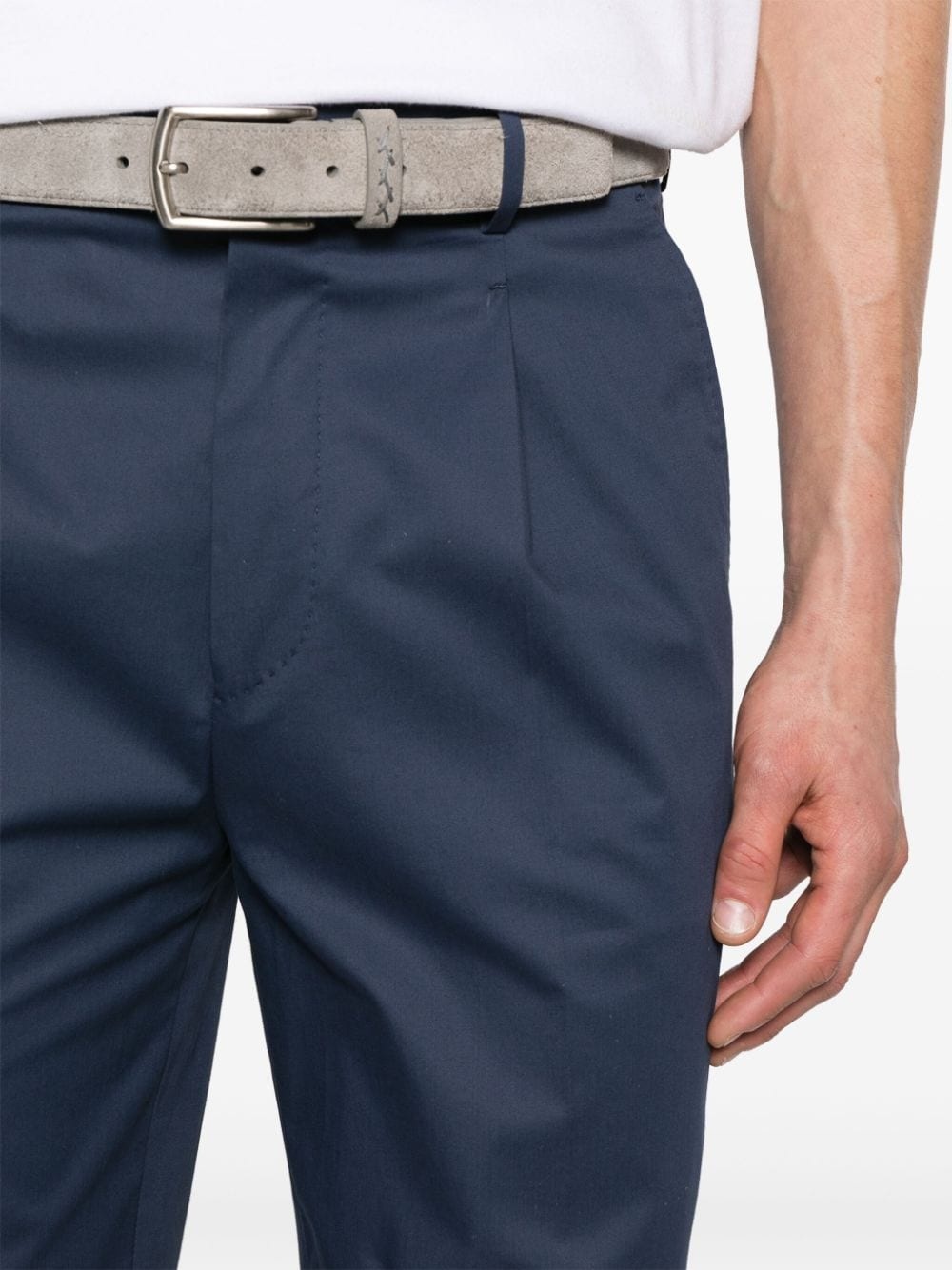 tapered-leg stretch-cotton trousers - 5