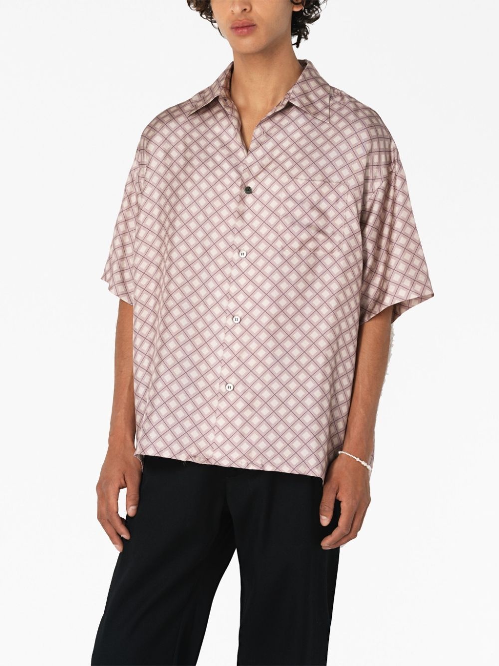 lozenge-print silk shirt - 5