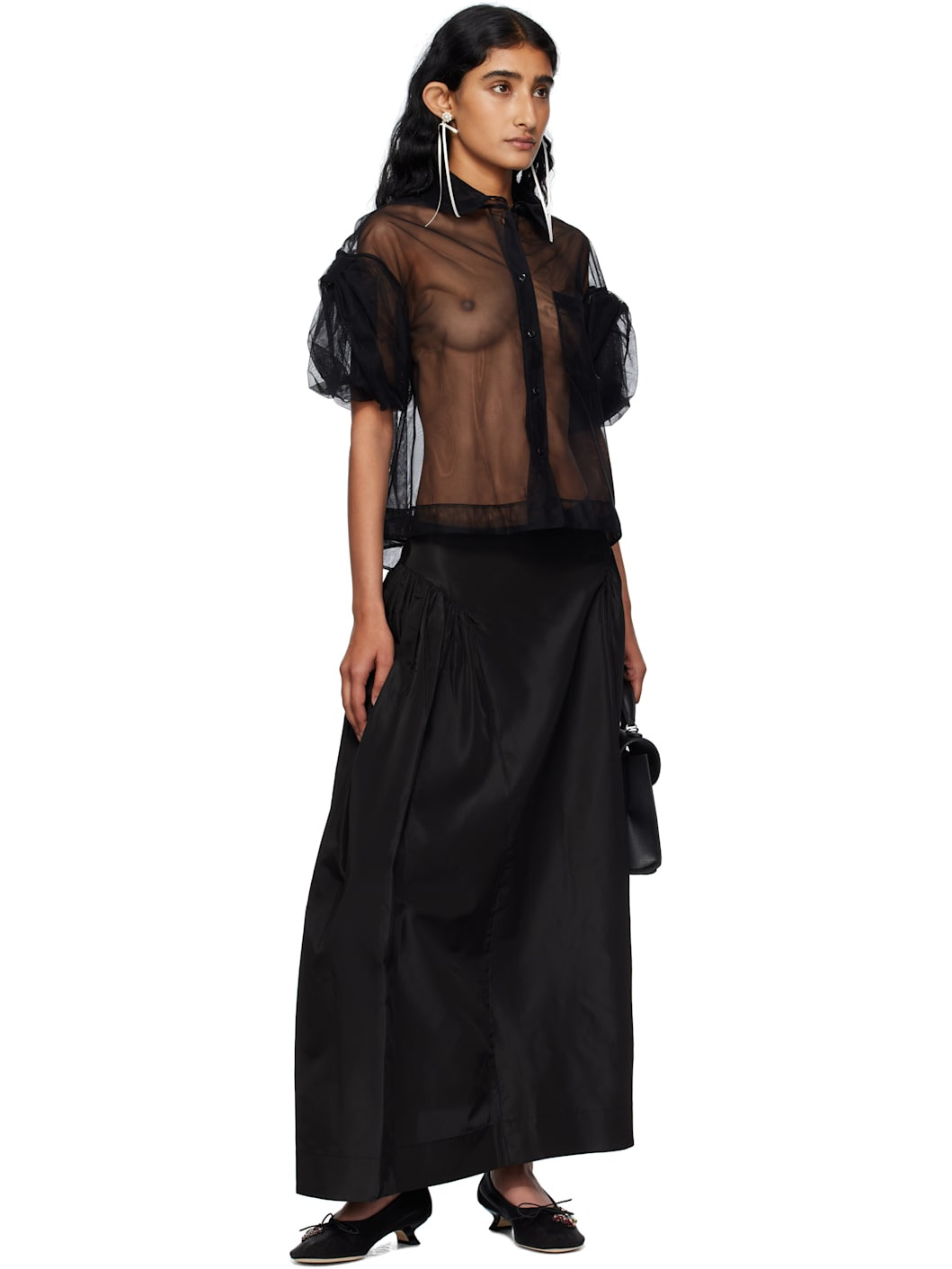 Black Hip Detail Bind Maxi Skirt - 4
