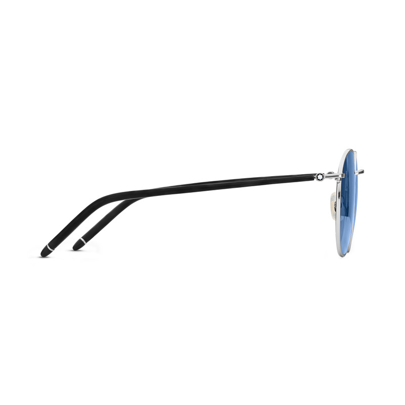 Montblanc Round Sunglasses with Ruthenium-Colored Metal Frame outlook