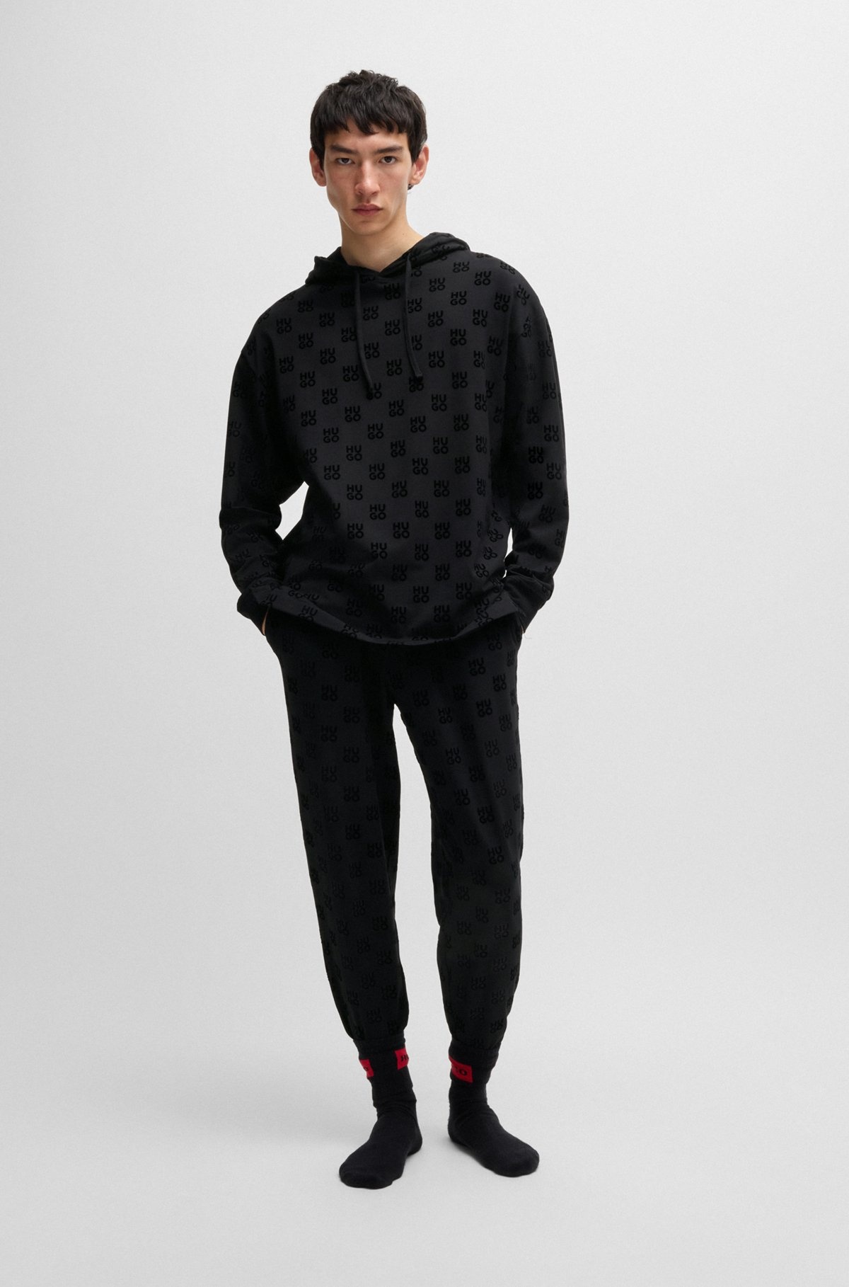 STRAIGHT-LEG TRACKSUIT BOTTOMS WITH FLOCK-PRINT STACKED LOGOS - 3