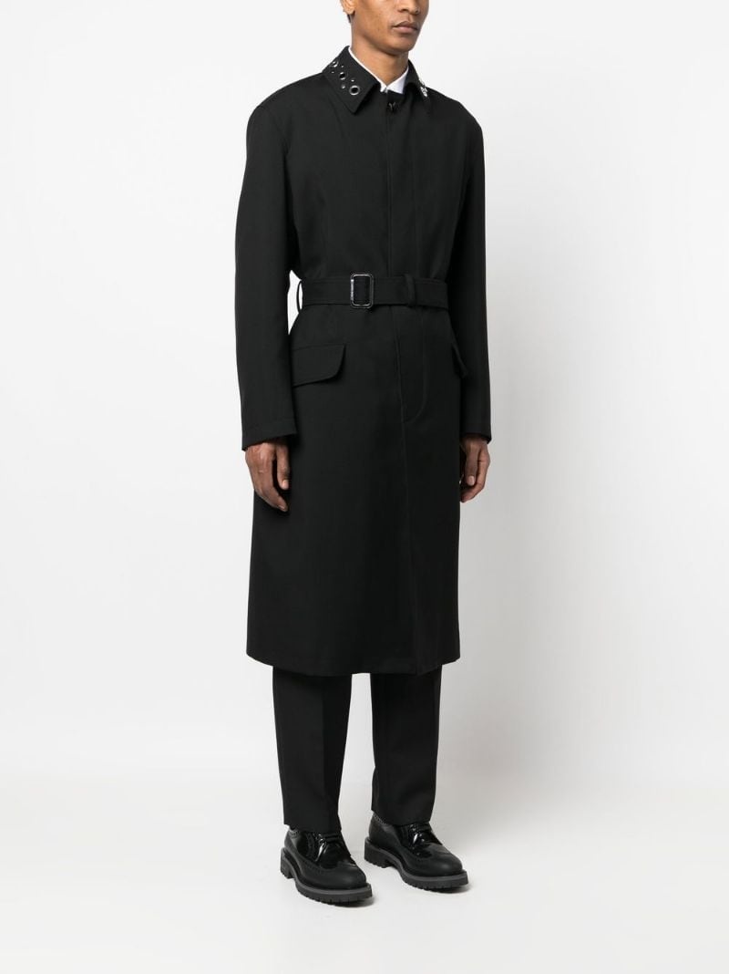 eyelet-embellished rain coat - 3