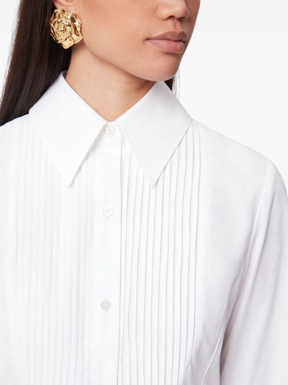 pintuck-detailing poplin shirt dress - 5