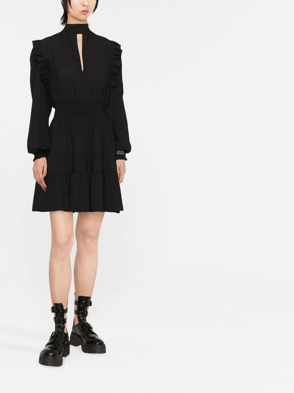 ruched long-sleeve mini dress - 2