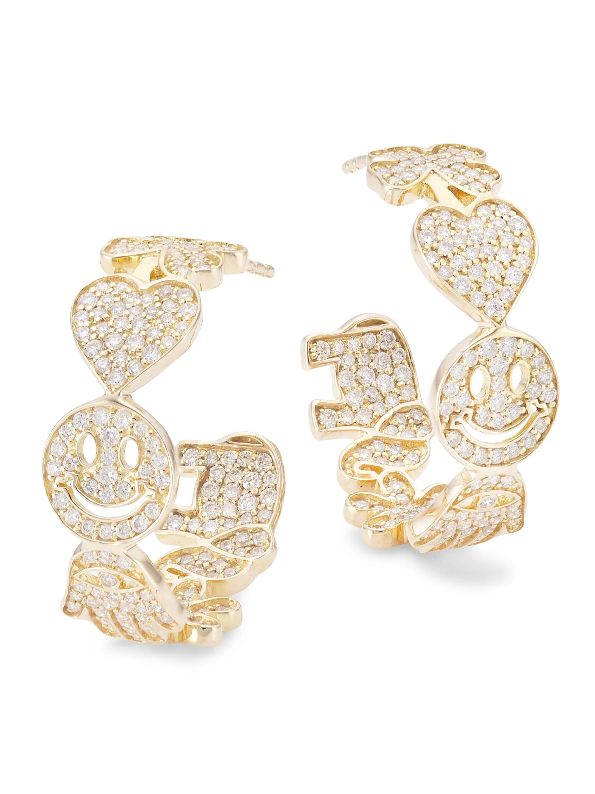 Women's 14K Yellow Gold & Diamond Medium Icon Hoops - Yellow Gold - 1