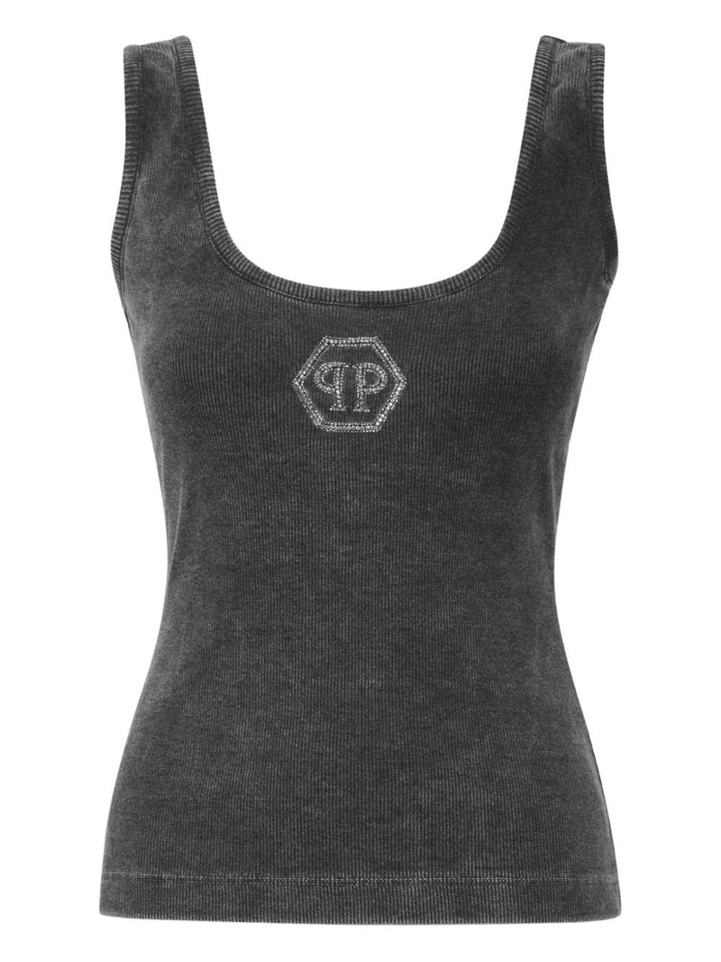 washed-effect ribbed tank top 1
