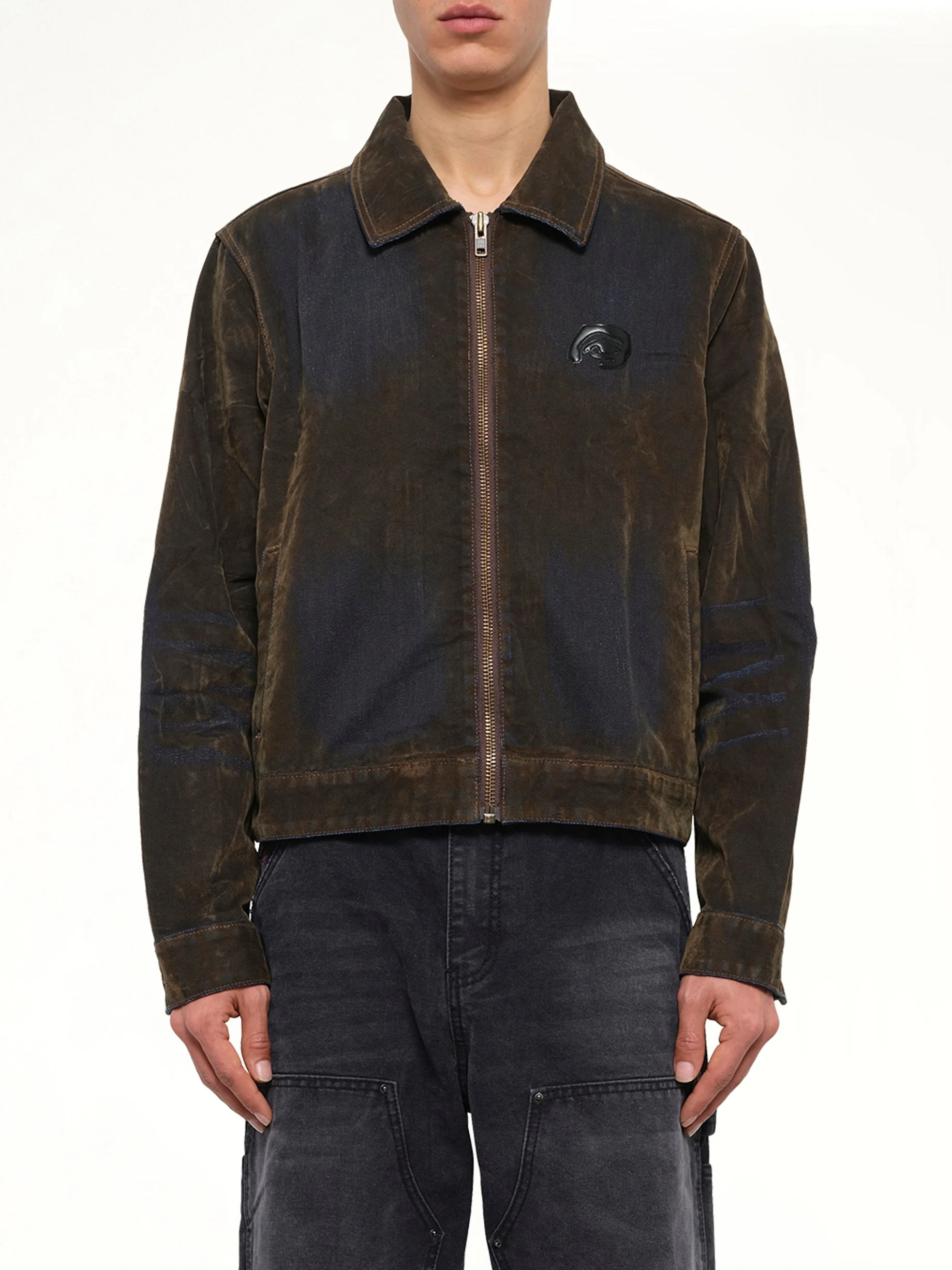 Flocked Work Jacket in Brown - 1