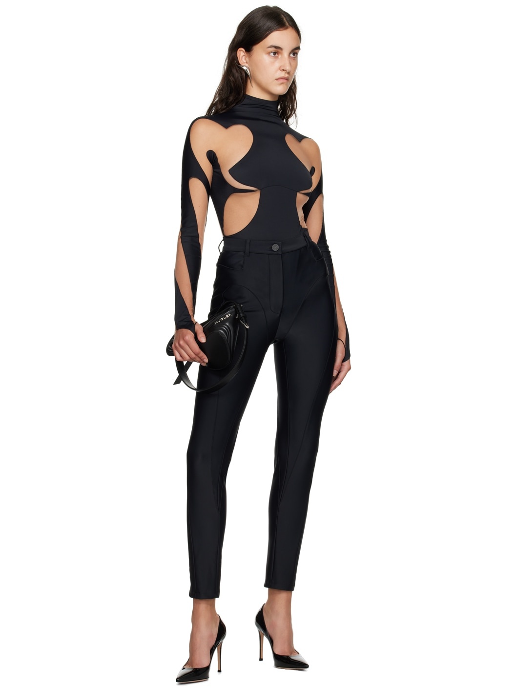 Black Paneled Leggings - 4