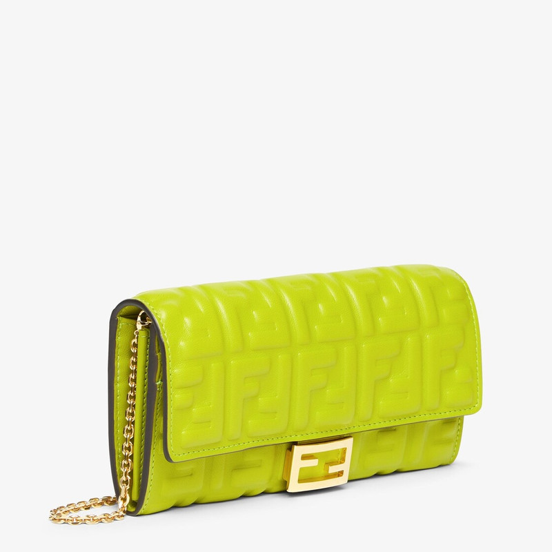 FENDI Acid green FF nappa leather wallet outlook