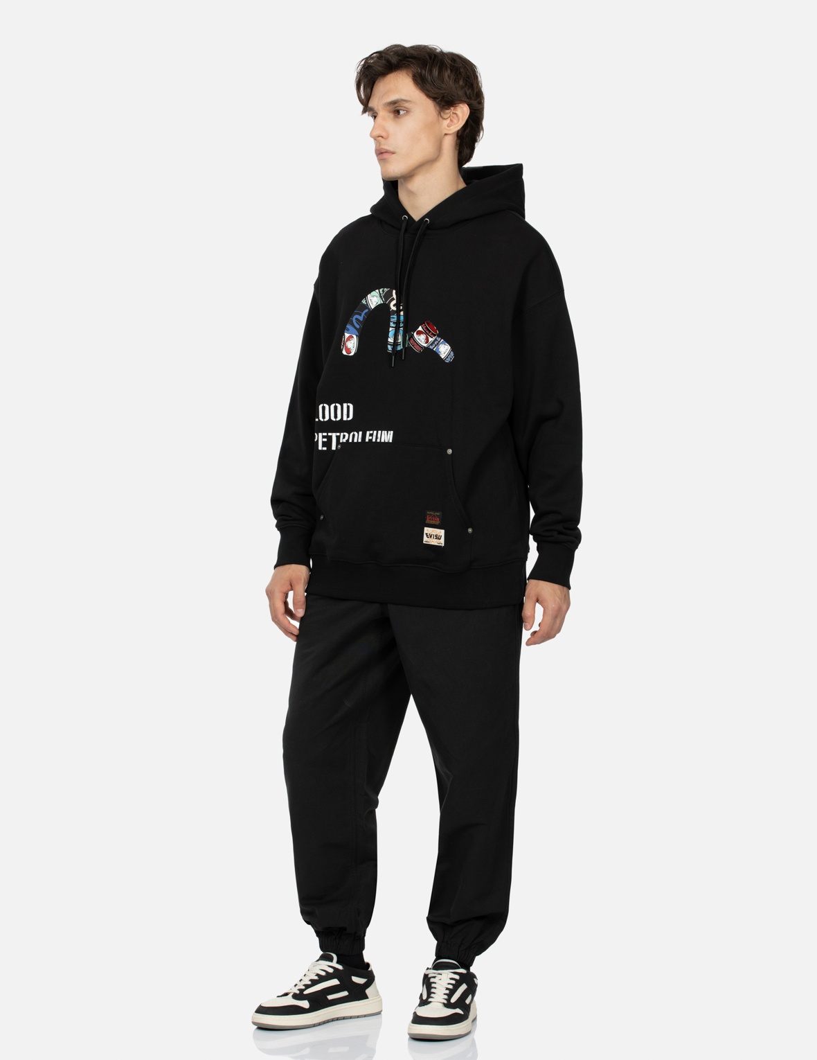 PEEPING GODHEAD PATTERN SEAGULL PRINT LOOSE FIT HOODIE - 3