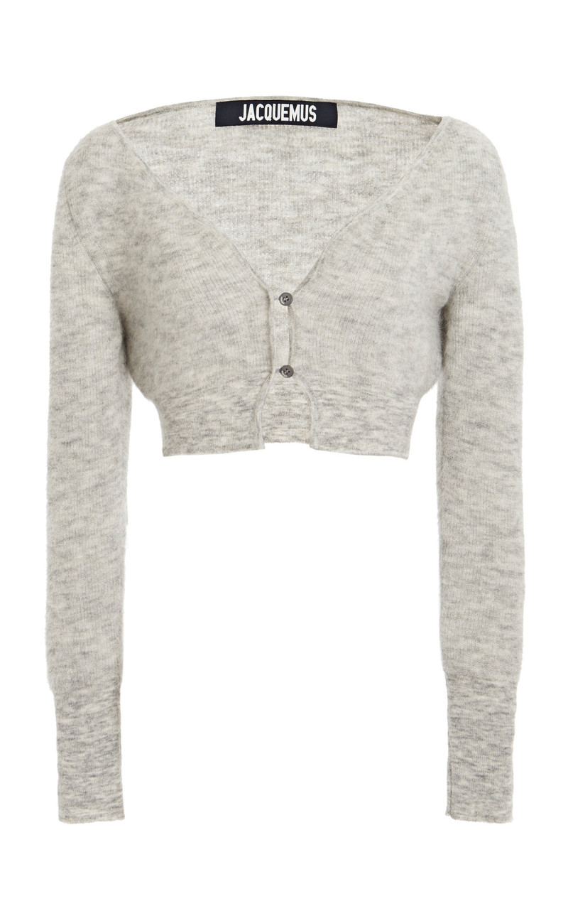 Alzou Cropped Mohair-Blend Cardigan grey 1