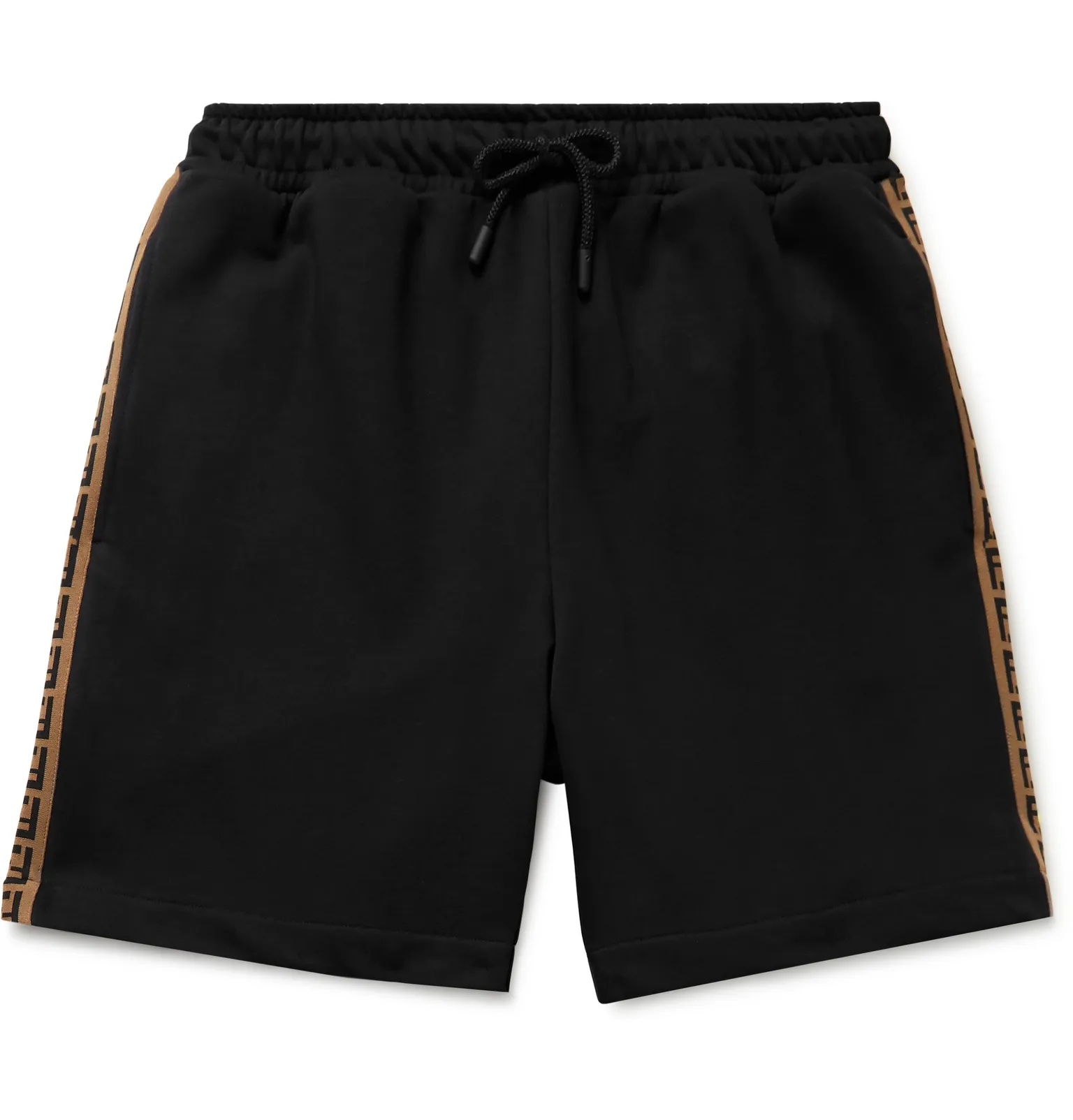 Logo Webbing-Trimmed Loopback Cotton-Jersey Drawstring Shorts - 1