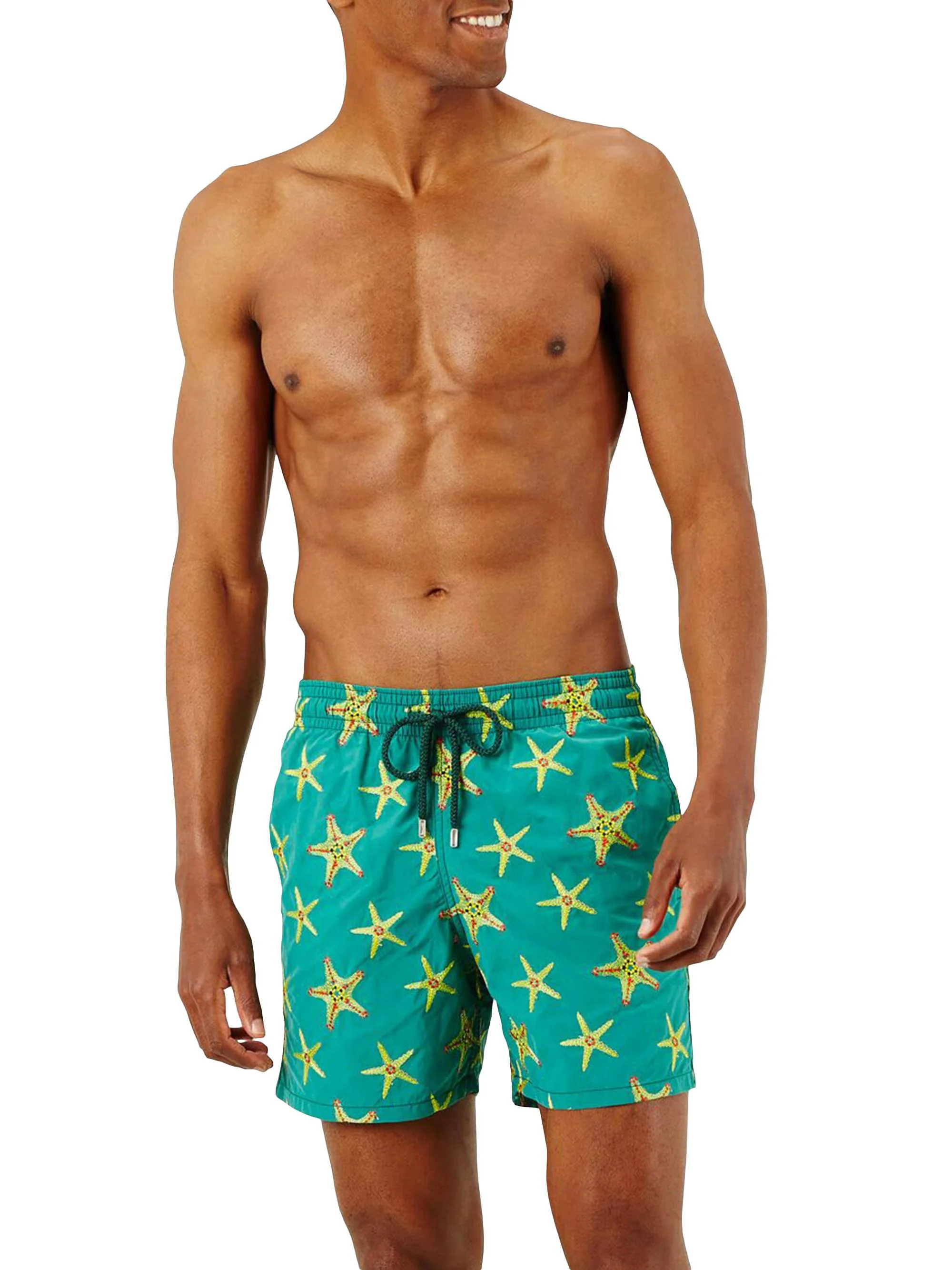 Men's Starfish Embroidered Swim Shorts - Tilleul - 1