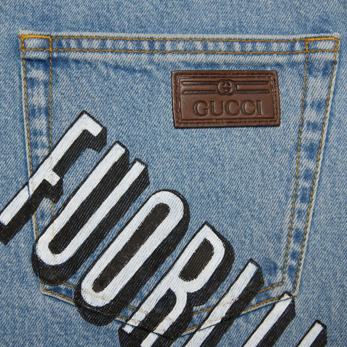 Denim carrot pant with Fuori!! print - 4