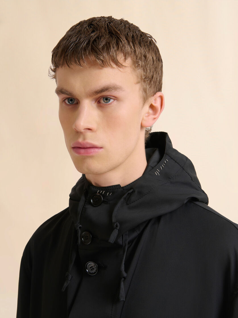 BLACK WATER-REPELLENT TAFFETA PARKA - 4