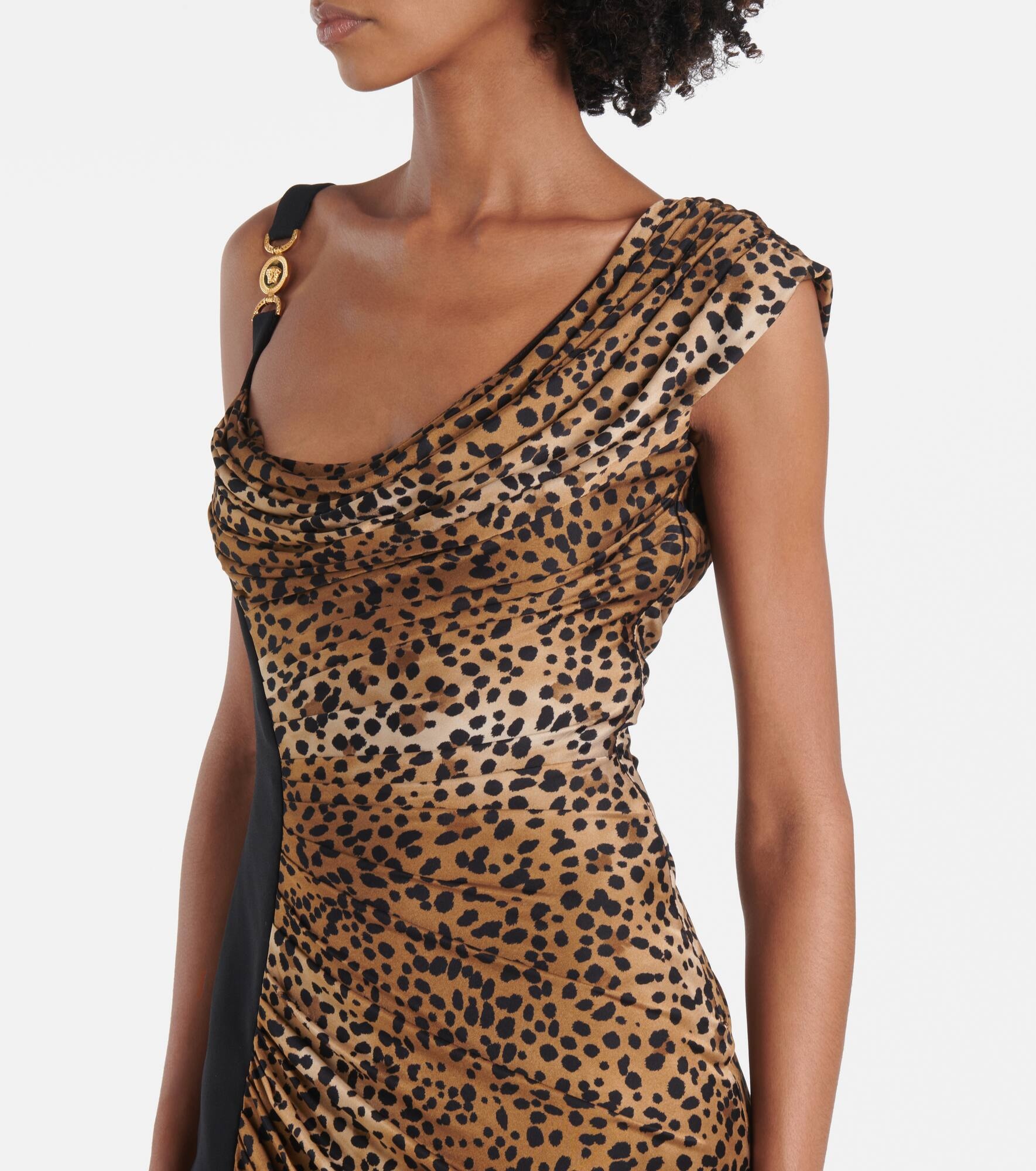 Medusa '95 leopard-print draped gown - 4