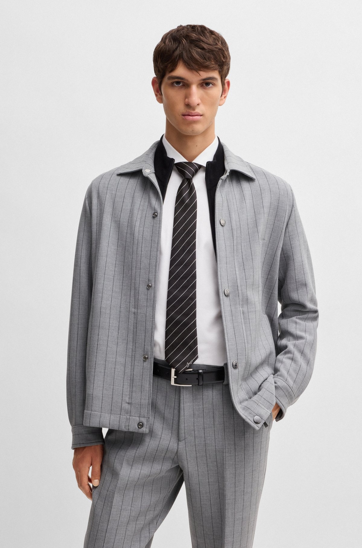 SILK-JACQUARD TIE WITH DIAGONAL STRIPES - 2