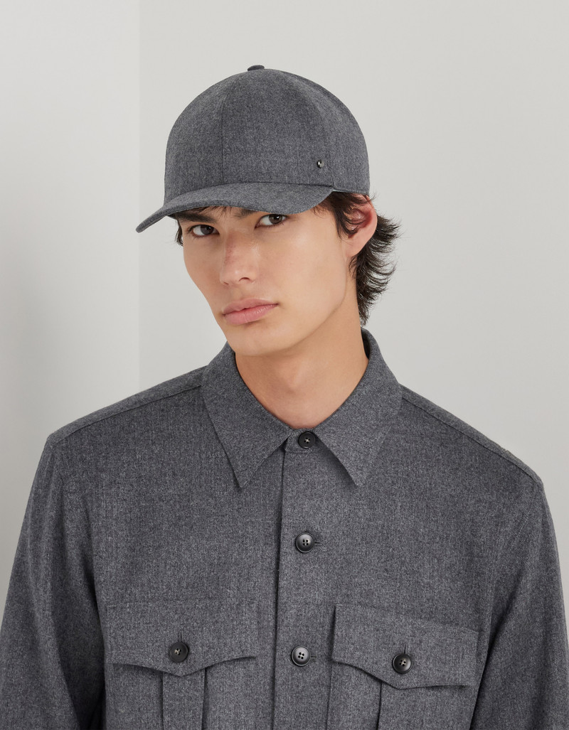 Canali GRAY BASEBALL CAP WITH RIVET AND ADJUSTABLE LEATHER CLOSURE outlook