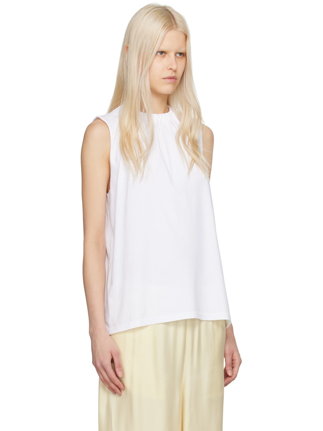 White Gathered T-Shirt - 2