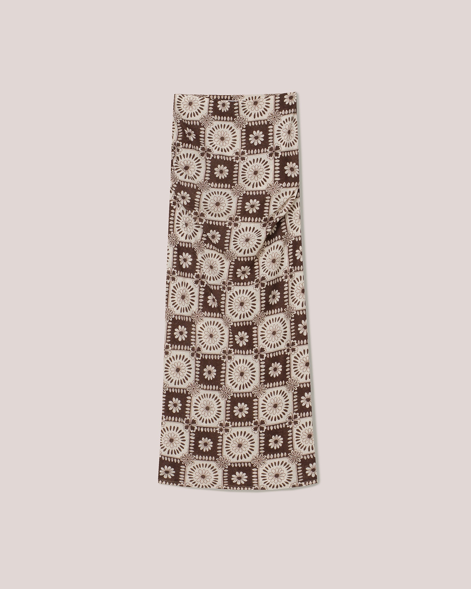 SIBI - Mesh-jersey tile print skirt - Brown - 1
