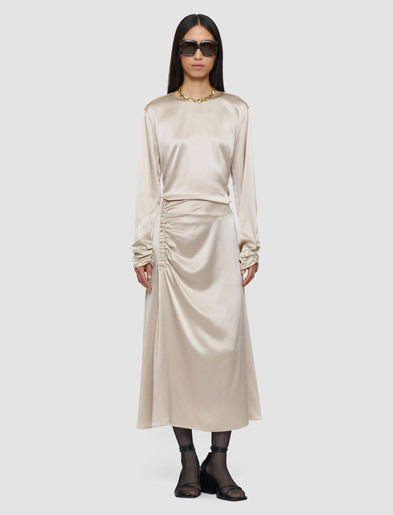 JOSEPH Andrea Ruched Silk Satin Skirt outlook