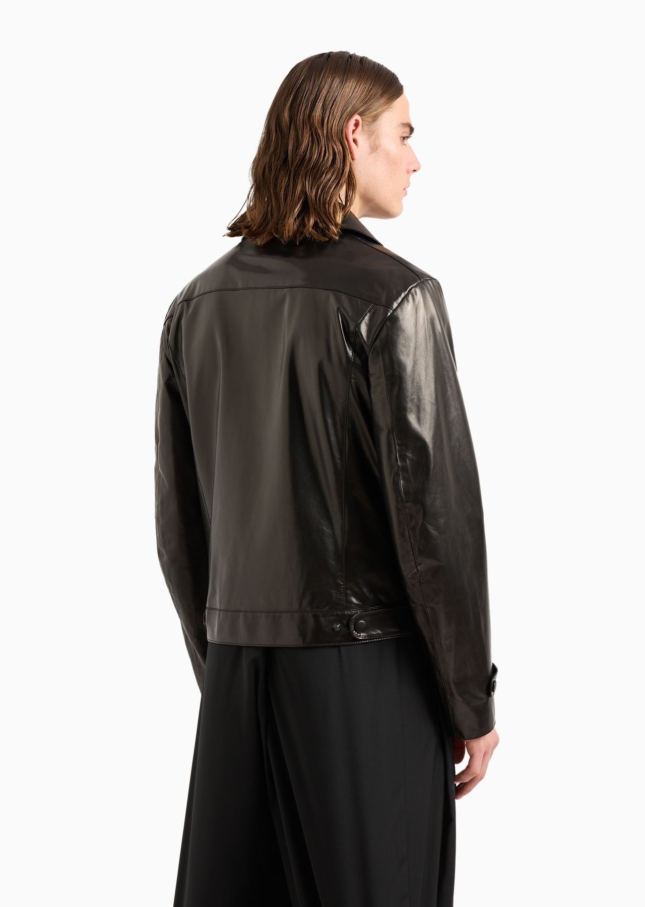 Biker jacket in partially vegetable-tanned plonge lamb nappa leather - 3