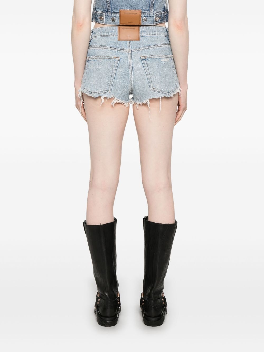 rhinestoned frayed shorts - 4