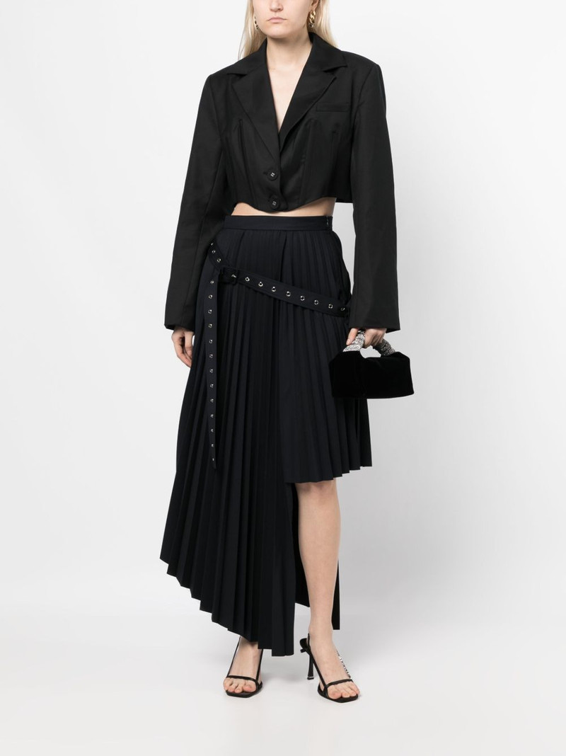 rokh belt-detail asymmetric pleated skirt outlook