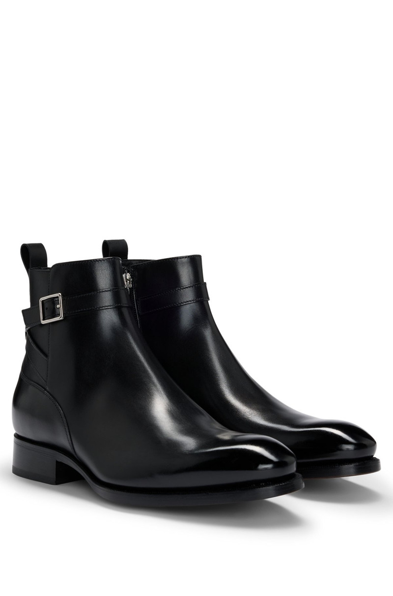 LEATHER JODHPUR BOOTS WITH ZIP CLOSURE AND BUCKLED STRAP 2