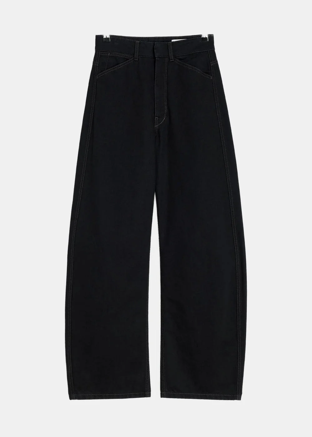 Black High Waisted Curved Pants - 1