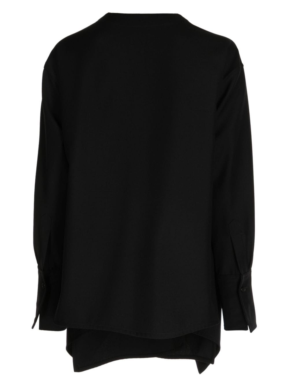 collarless wrap-design shirt - 2