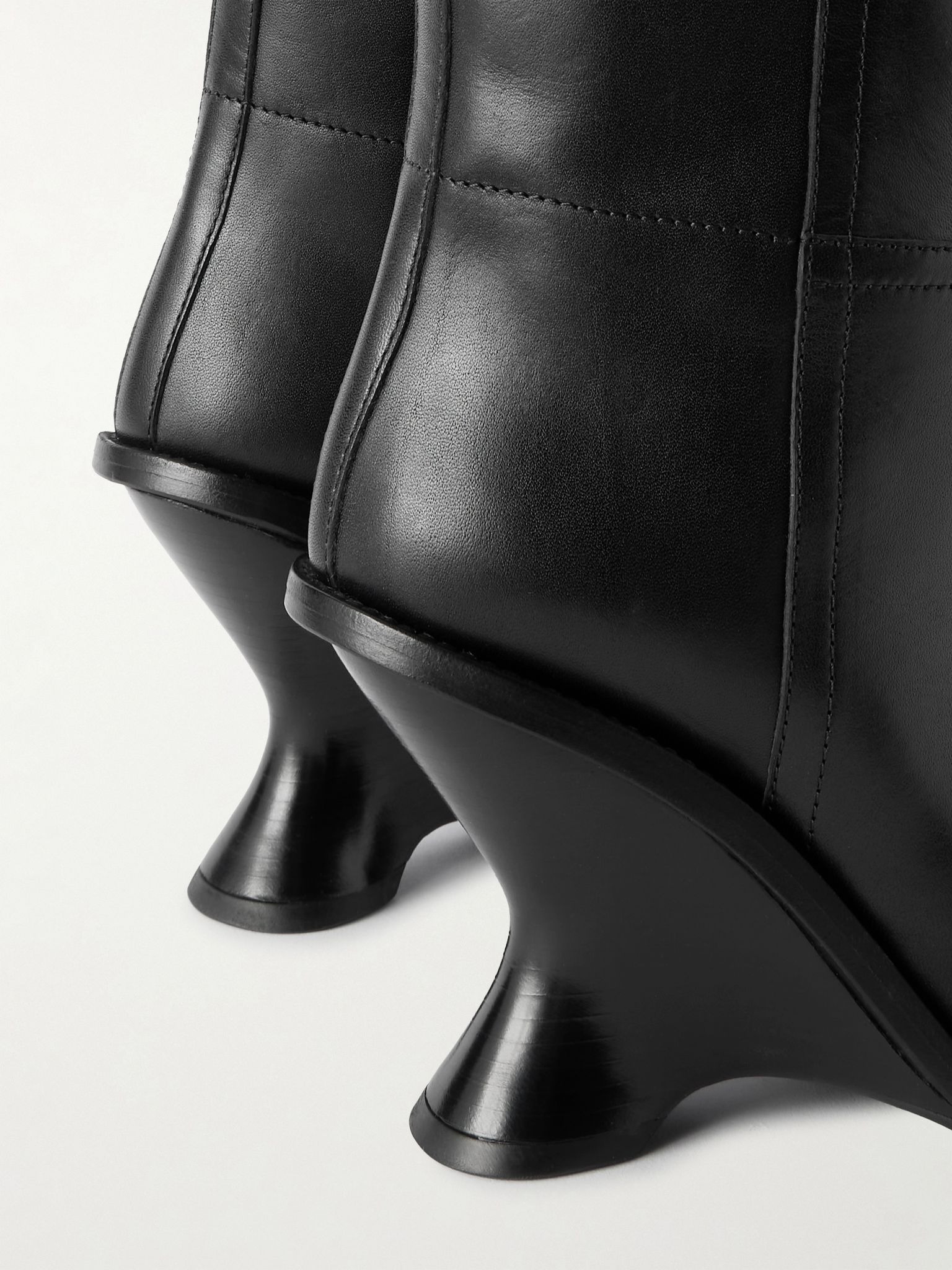 Leather wedge boots Black - 4