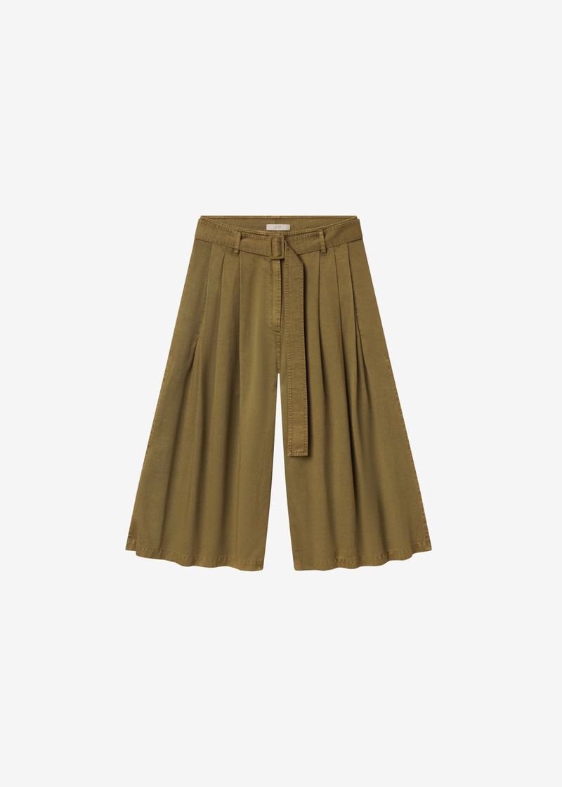 CO Garment Dye Pleated Culotte - Avocado 1