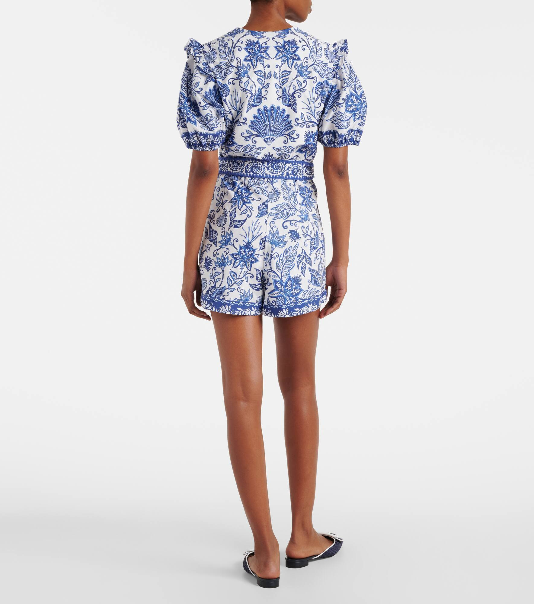 Printed belted cotton romper - 3