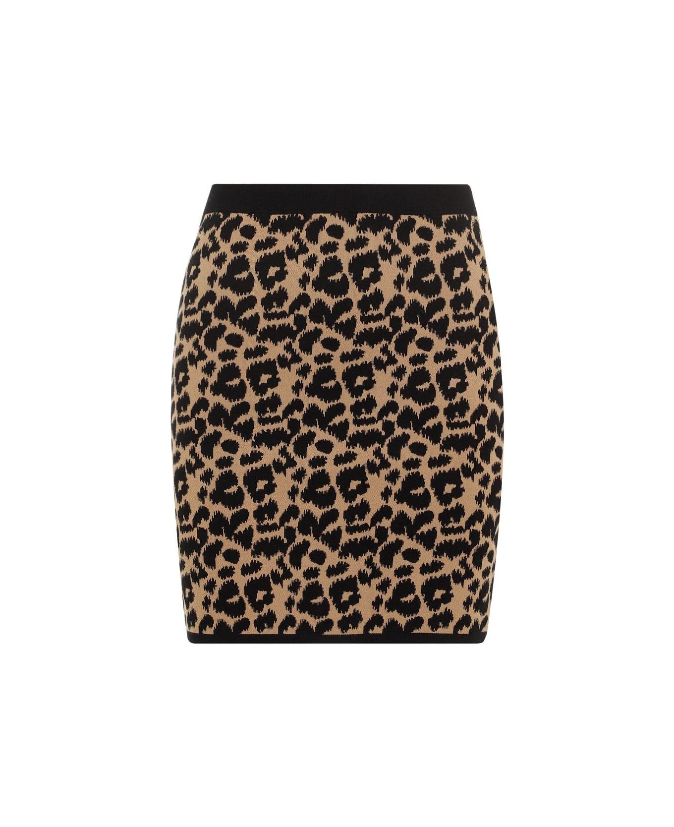 Leopard Print Knit Skirt - 1