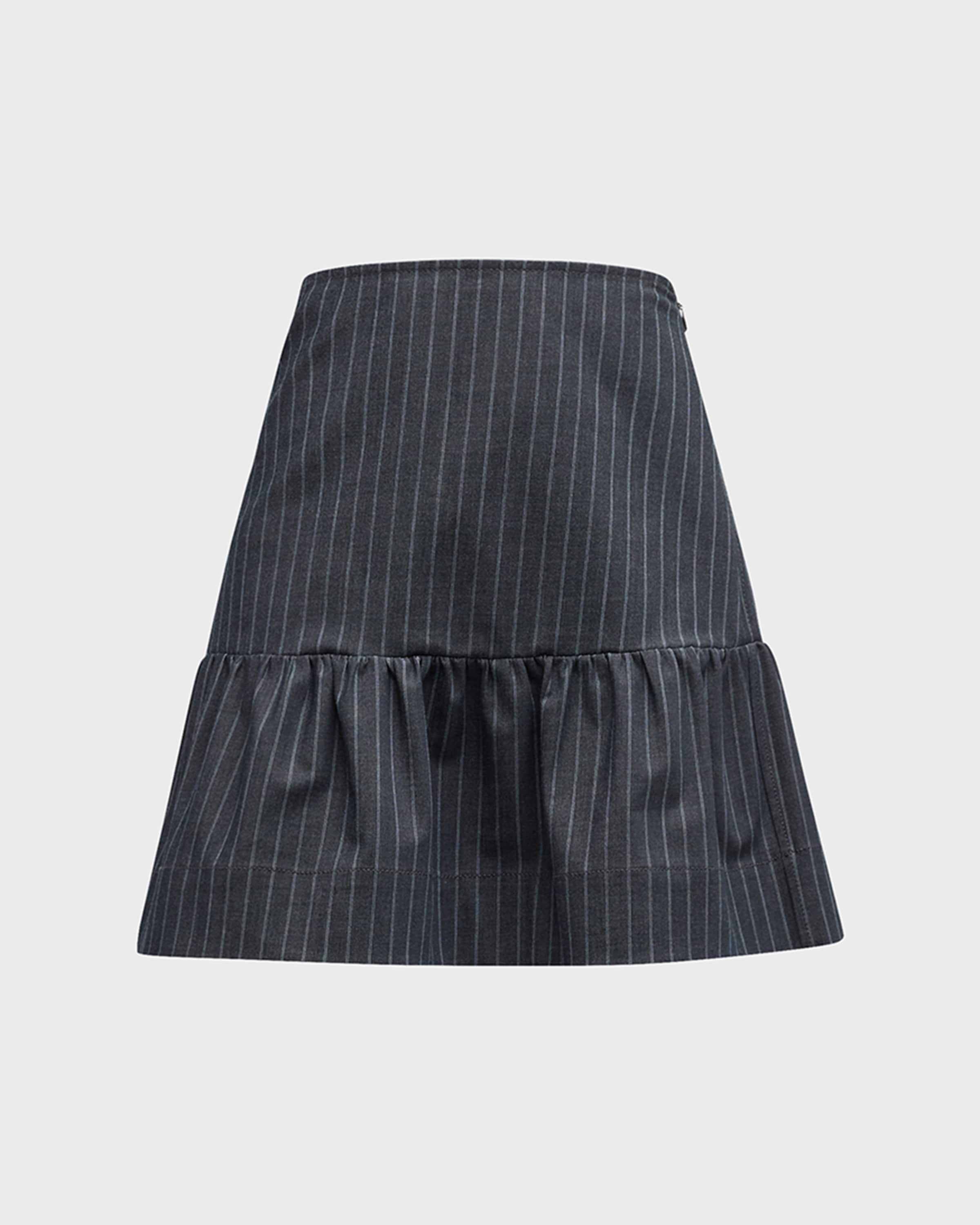 GANNI Stretch Striped Flounce Mini Skirt